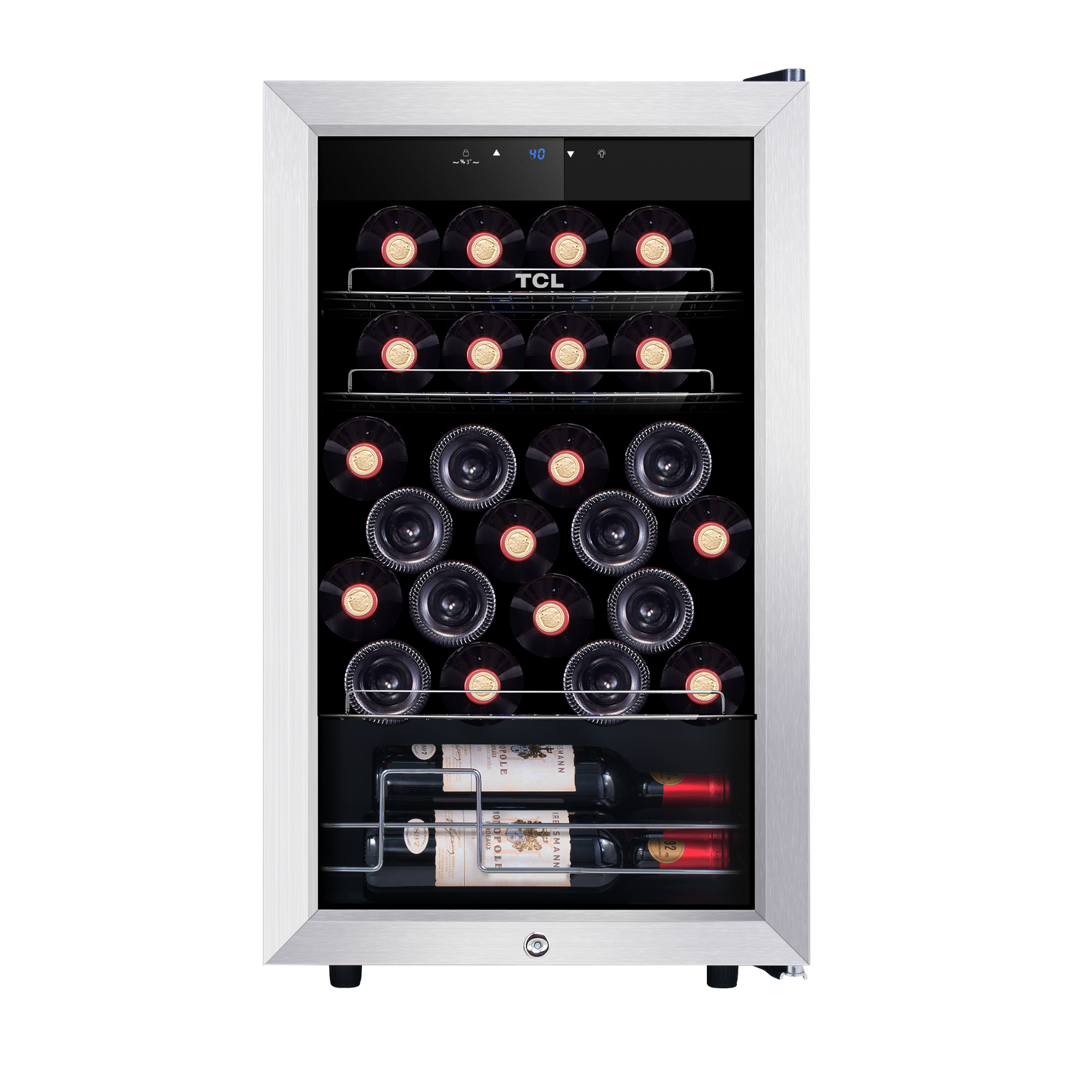 TCL 102 Cans / 24 Wine Bottles Freestanding Wine and Beverage Cooler - TRE24S4AMS